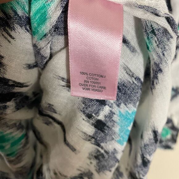 Calypso St Barth Women’s Size Large Fit Flare Blouse White Turquoise Tie Waist - Picture 7 of 8